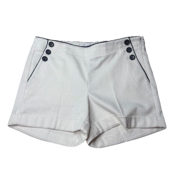 Banana Republic White Textured Mid Rise Side Zip Pockets Shorts Women Size 8 - Picture 7 of 7